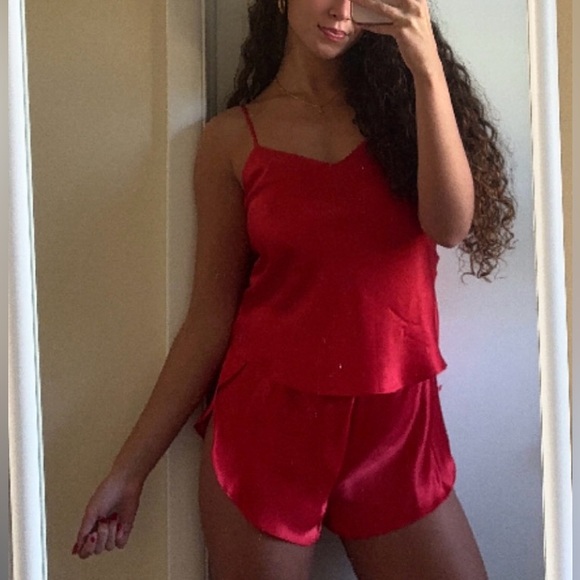 Vintage 90s Hidden Fantasies Dreamin' Of You Red Satin Two-Piece Sleepwear Set - Picture 13 of 13